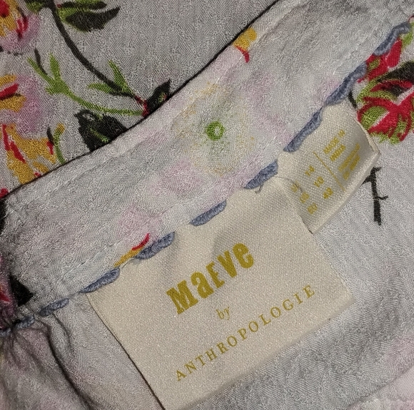 Maeve Anthropologie Ivory Floral V Neck Top 14 - Picture 3 of 4